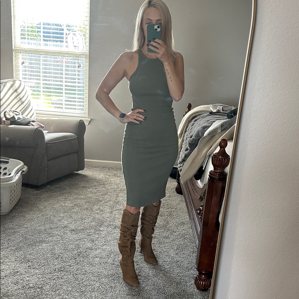 Zara Olive Green Midi Dress